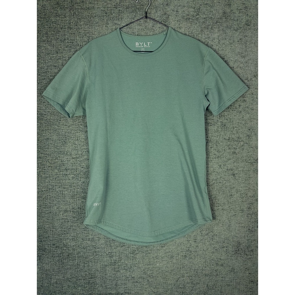 BYLT Premium Basics Lux Crew Neck T-Shirt Mens M Sage Green Stretch Athletic Fit